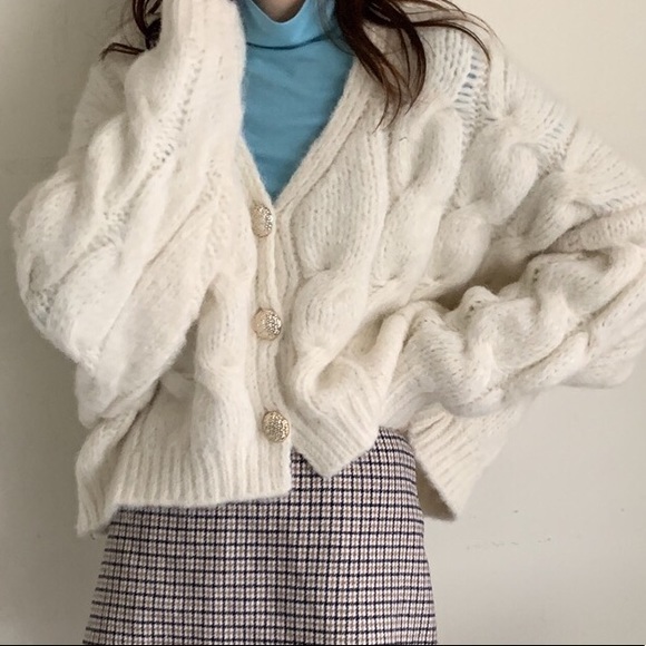 White Cable Knit Cardigans